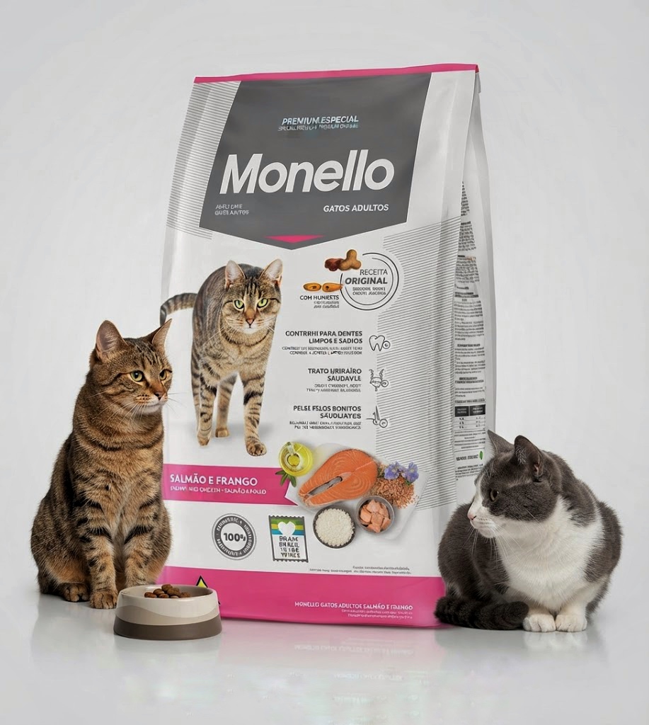 غذای خشک گربه مونلو Mix با طعم مرغ و ماهی سالمون وزن ۱۵ کیلوگرم | Monello Premium ساخت برزیل