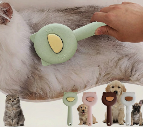 برس دکمه تخلیه طرح گربه سگ و گربه | Self Cleaning Cat Design Slicker Brush