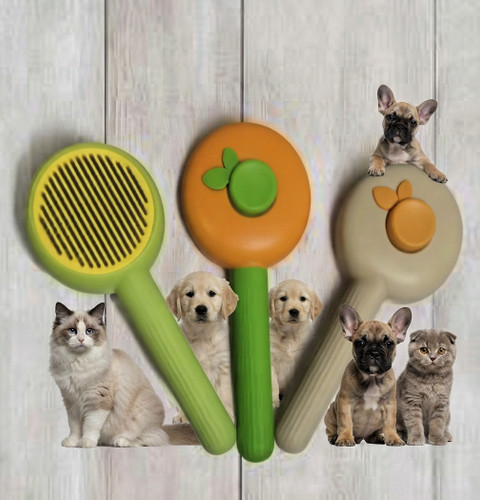 برس دکمه تخلیه مدل سیب سگ و گربه | Self Cleaning Apple Pet Brush