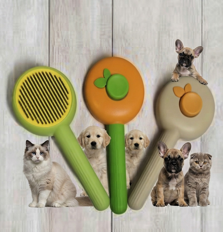 برس دکمه تخلیه مدل سیب سگ و گربه | Self Cleaning Apple Pet Brush