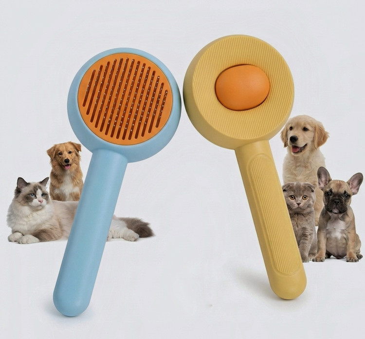 برس دکمه تخلیه گرد سگ و گربه | Self Cleaning Round Pet Brush