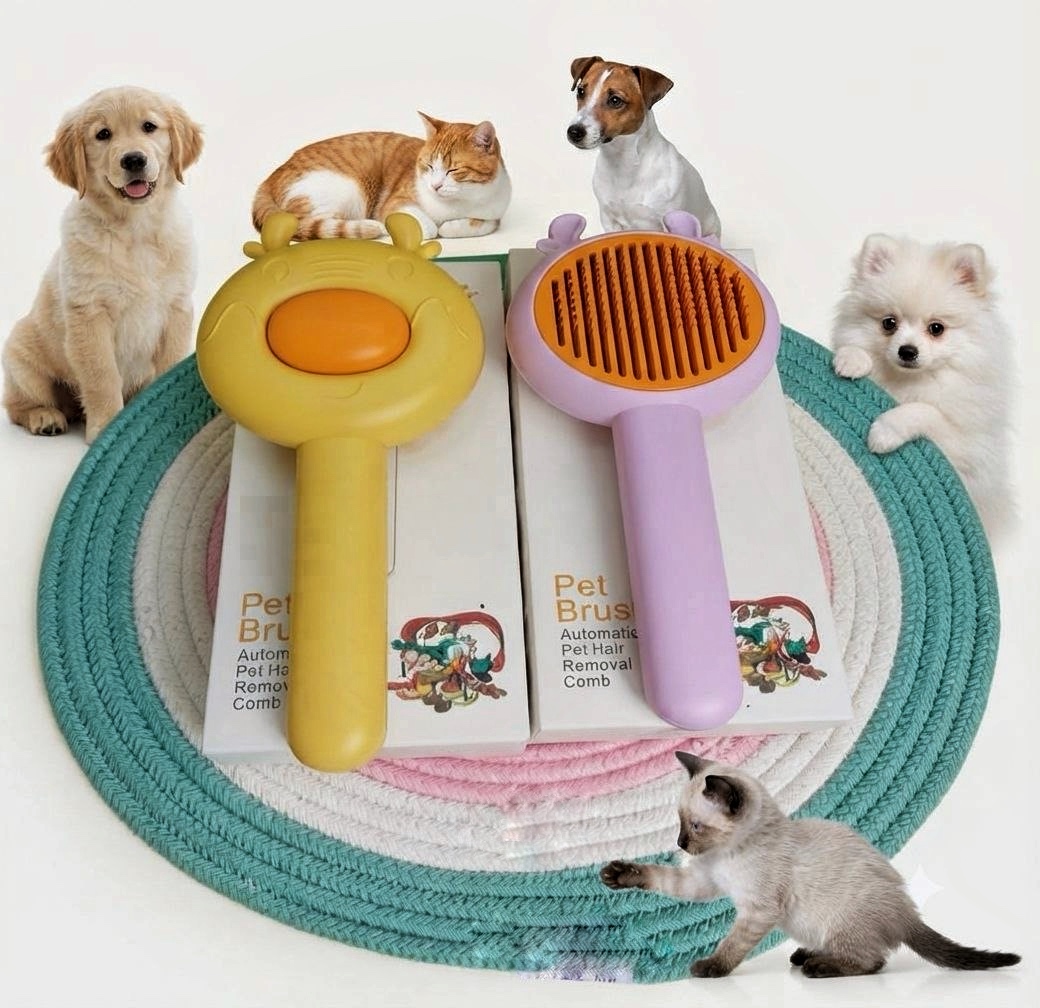 برس دکمه تخلیه طرح اژدها سگ و گربه | Self Cleaning Dragon Pet Brush