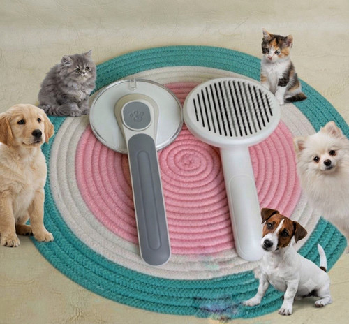 برس دکمه تخلیه مدل پنجه (کارتندار) سگ و گربه | Self Cleaning Paw Pet Brush