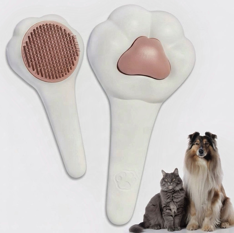 برس دکمه تخلیه مدل پنجه خرسی سگ و گربه | Self Cleaning Bear Paw Pet Brush