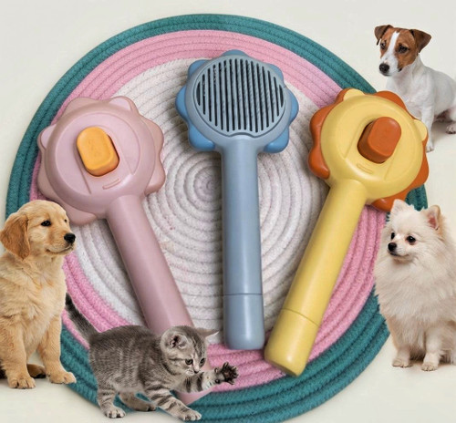 برس دکمه تخلیه مدل شیر سگ و گربه | Self Cleaning Lion Pet Brush