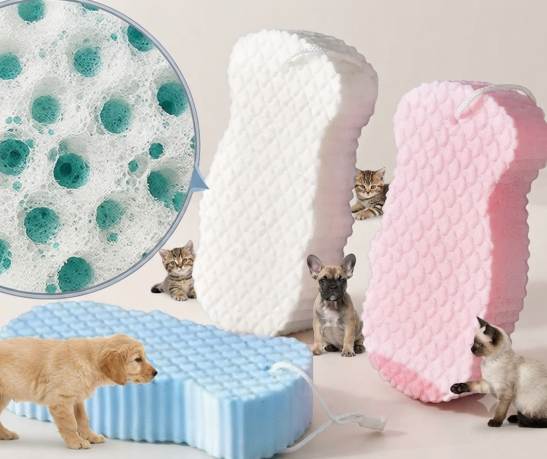 لیف فومی حمام سگ و گربه | Foam Bath Sponge for Dogs & Cats