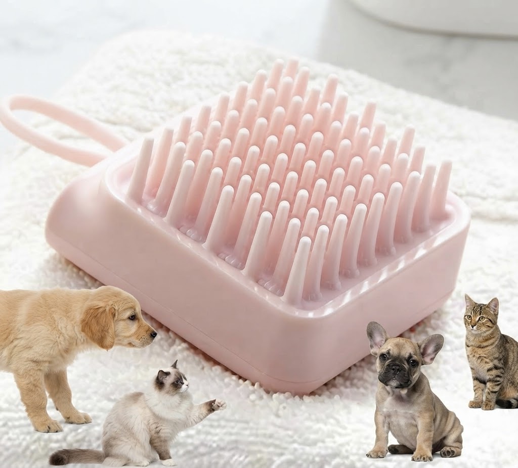 برس مو جمع‌کن، ماساژور و لیف سیلیکونی سگ و گربه | 3 in 1 Silicone Grooming Brush