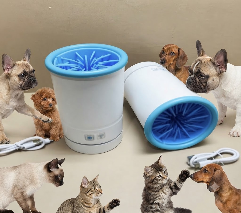 پنجه‌شور اتوماتیک درجه یک سگ و گربه با شارژ Type-C | Automatic Pet Paw Cleaner