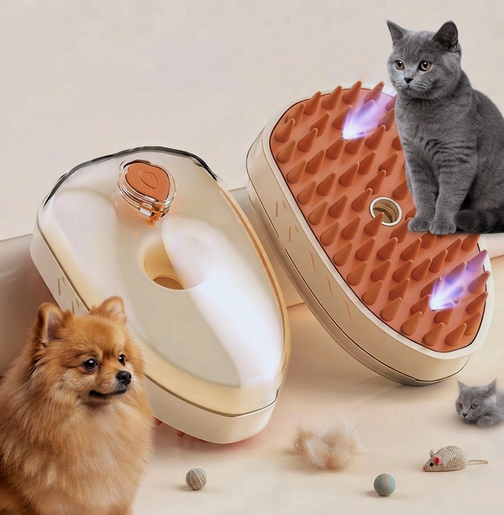 برس بخار‌دار دارای یووی و ویبراتور سگ و گربه | UV Steam Massage Pet Brush