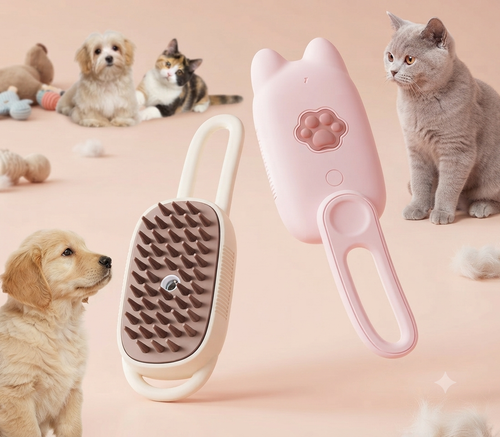 برس بخاردار گوشدار ۳۶۰ درجه شارژی Type-C سگ و گربه | 360° Steam Pet Brush
