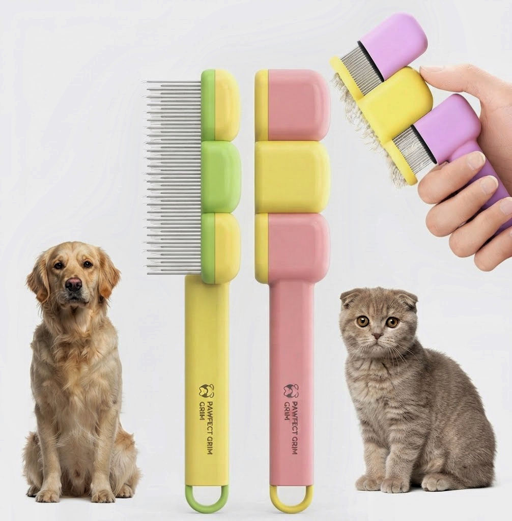شانه کک‌گیر تخلیه‌دار مدل مینیون سگ و گربه | Minion Self-Cleaning Flea Comb