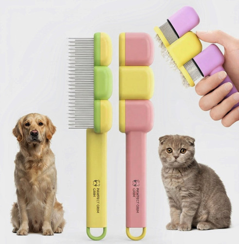 شانه ککگیر تخلیهدار مدل مینیون سگ و گربه | Minion Self-Cleaning Flea Comb
