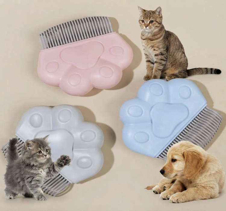 شانه و ماساژور مدل پنجه صدفی سگ و گربه | Pearl Paw Pet Grooming Brush