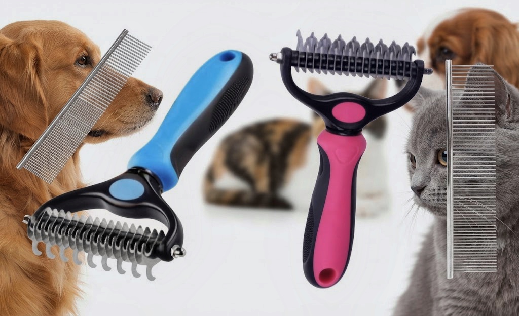 برس چنگکی و شانه استیل سگ و گربه سایز L | Large Grooming Rake & Steel Comb