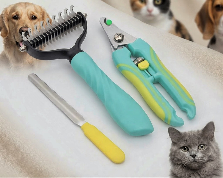 ست بیوتی سگ و گربه (ناخنگیر، سوهان و برس چنگکی) | Pet Grooming Beauty Set
