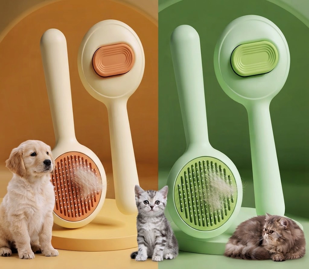 برس دکمه تخلیه مدل موچی سگ و گربه | Mochi Self-Cleaning Slicker Brush