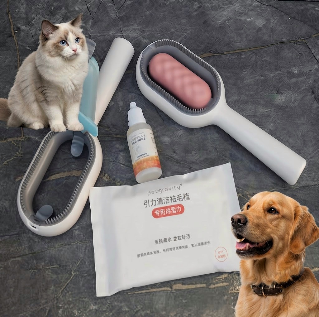 پرزگیر آپولو مخزن‌دار همراه قطره آنتی‌باکتریال و دستمال مخصوص | Apollo Pet Hair Remover with Container, Antibacterial Drop & Cleaning Cloth