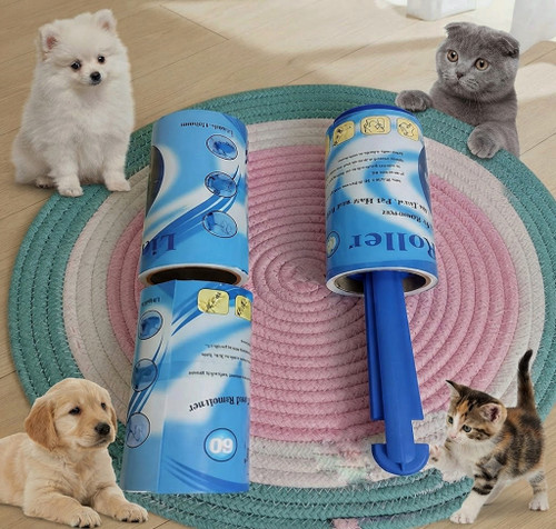 پرزگیر رولی و دو یدک ۱۸۰ برگ سگ و گربه | Lint Roller with 2 Refills 180 Sheets Pet Hair Remover