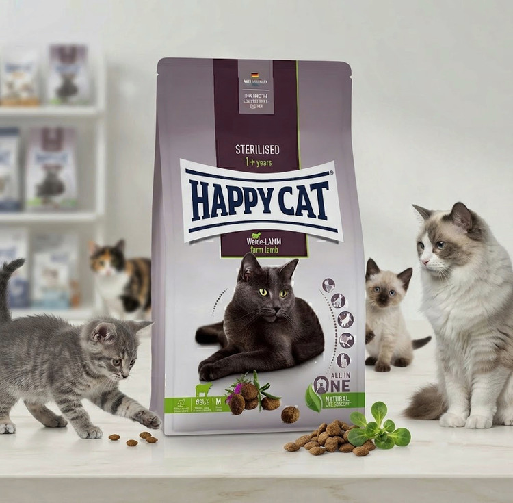 غذای خشک گربه هپی کت سوپر پریمیوم مدل Culinary Sterilised Weide-Lamm وزن ۱۰ کیلوگرم | Happy Cat Culinary Sterilised Farm Lamb Dry Cat Food 10kg ساخت آلما