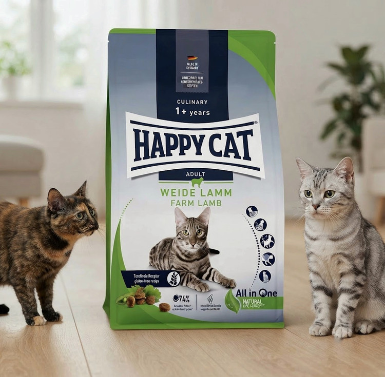 غذای خشک گربه هپی کت سوپر پریمیوم کالینری مدل Weide-Lamm (Farm Lamb) وزن ۱۰ کیلوگرم | Happy Cat Culinary Adult Farm Lamb Dry Cat Food 10kg ساخت آلمان