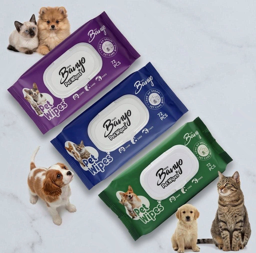 دستمال مرطوب حیوانات خانگی بانیو ۳ رایحه ۷۲ عددی | Baniu Pet Wet Wipes 72pcs