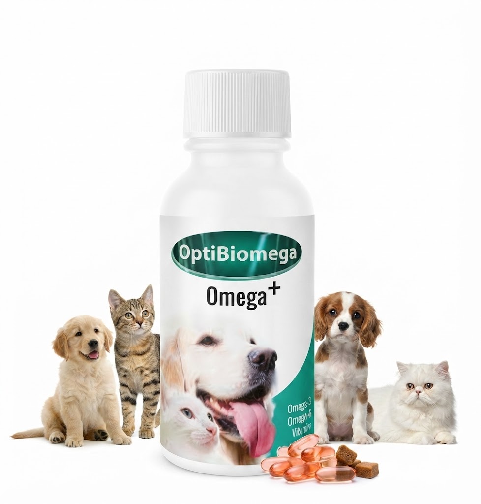 شربت امگا پلاس OptiBiomega مخصوص سگ و گربه ۱۰۰ میلی‌لیتر